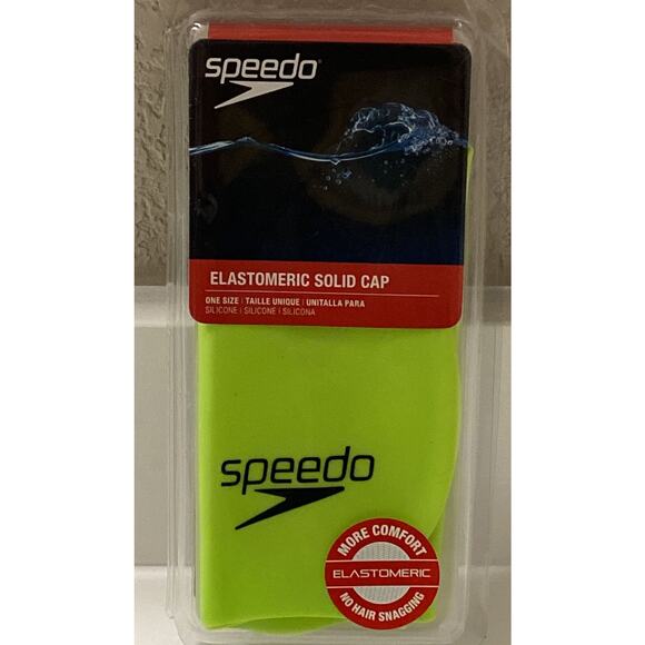 Speedo Elastomeric Silicone Solid Swim Cap One Size Sport Neon Yellow Green NEW - Picture 1 of 2